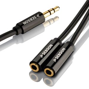 Audio Splitter Kabel Y 20cm AUX Klinke 3,5mm Verlängerung Handy Kopfhörer SEBSON