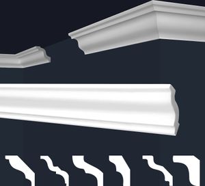 MARBET DESIGN Stuckleisten XPS Styropor weiß - Deckenleisten Deckenstuck Leisten E-Leisten - (2 Meter / 1 Leiste E-5)