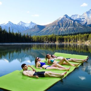 GOPLUS 350 × 183cm Wasserhängematte, Aufrollbare Schwimmmatte 4-6 Personen, Schwimmende Wassermatte XPE-Schaum, Meer, Pool & See, bis 400kg