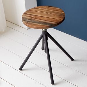 riess-ambiente Höhenverstellbarer Sitzhocker FACTORY Akazie verwittert Industrial Design Holzhocker Hocker