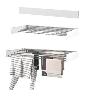 Wasophoogte® Wäscheständer Ausziehbar, wäscheständer wand, 6m Trockenlänge, Klappbarr Waschetrockner 100cm, Weiß
