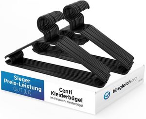 Kleiderbügel schwarz 50 Stück mit drehbaren Haken, Bügel schwarz, Kleiderbügel Schwarz Kunststoff, platzsparend Kleiderbügel Plastik, Made in EU, langlebig 100% Recyclingmaterial