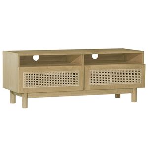 Miliboo - TV-Möbel aus hellem Holz und Rattangeflecht L120 cm GALINA