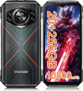 DOOGEE S Cyber Outdoor Smartphone Android 14, 20GB/256GB 10800mAh 6.58'' Outdoor Handy 50MP Baustellenhandy, 4G Dual SIM/IP68 Wasserdicht/NFC, Rot