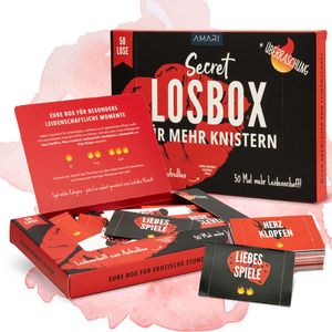 AMARI ® Erotische Losbox für Paare - 50 Lose für Liebe und Leidenschaft - Paar Geschenke für mehr Erotik, Sex & Spaß zum Jahrestag
