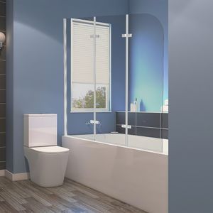 Jopassy kabina prysznicowa składana parawan do wanny przystawka do wanny parawan prysznicowy wykonany z 6mm NANO Easy Clean GLASS 3-częściowy składany 120*140CM srebrny