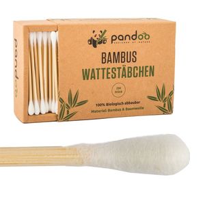 PANDOO - Wattestäbchen aus 100% natürlichem Bambus - 200 Stk.