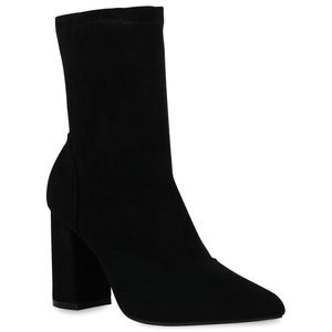 VAN HILL Damen Klassische Stiefeletten Stiefel Blockabsatz Schuhe 839568, Farbe: Schwarz, Größe: 40