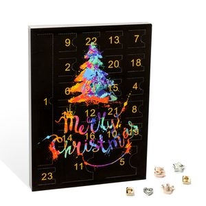 VALIOSA Merry Christmas Mode-Schmuck Adventskalender mit 1 Kette, 3 Armbänder, 20 Charms, das besondere & originelle Geschenk für Mädchen, Frauen und beste Freundin, mehrfarbig/schwarz, 24-teilig (1 Set)