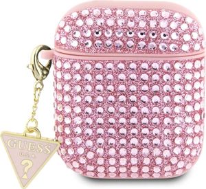 Guess GUA2HDGTPP Hülle für AirPods 1/2, rosa, rosafarbener Strass-Dreiecksanhänger Guess GUA2HDGTPP Hülle für AirPods 1/2, rosa, rosafarbener Strass-Dreiecksanhänger