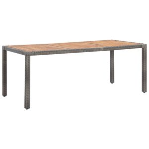 vidaXL Zahradní stůl Grey 190x90x75 cm Poly ratan a akáciové masivní dřevo