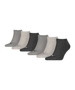 PUMA Unisex Sneaker-Socken, 6er Pack - ECOM, Damen, Herren, Logo, einfarbig Grau 39-42