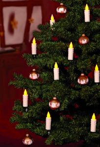 LED Weihnachts-Kerzen Basis-Set, kabellos + Fernbedienung,  gelb flackernd