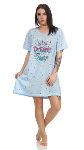 Damen Nachthemd Sleepshirt Nachtwäsche; Blau S