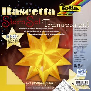 folia Faltblätter Bascetta-Stern 200 x 200 mm 115 g/qm 32 Blatt gelb-transparent