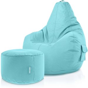 2er Sitzsack Set - Cozy Sitzsack + Stay Hocker - Aquamarin