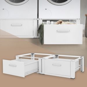ML-Design Doppel Waschmaschinen Untergestell aus Stahl,bis 150kg,  inkl. 2 Schubladen