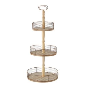 Etagere RABBIT braun beige 3-stöckige H70cm Holzetagere mit Kaninchendraht