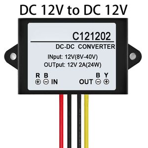 C121202 DC 12V bis DC 12V 2A wasserdichtes Spannungsregler -Stabilisator -Adapter