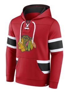 Fanatics - NHL Chicago Blackhawks Iconic Exclusive Pullover Hoodie : Rot M Farbe: Rot Größe: M
