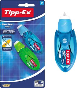 Tipp-Ex Korrekturroller Micro Tape Twist, 2 Korrekturmäuse, drehbare Schutzkappe, 8 m x 5 mm