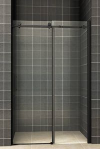 Saqu Roll Duschtür Schiebetür Helder nanoglas 110x200cm Dusche Duschabtrennung Duschtrennwand Matttschwarz