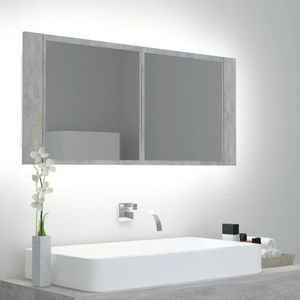 vidaXL LED-Bad-Spiegelschrank Betongrau 100x12x45 cm Acryl vidaXL LED-Bad-Spiegelschrank Betongrau 100x12x45 cm Acryl