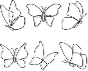 6 Stück Schmetterling Wanddeko Metall Schwarz,  Verschiedene Formen Schmetterling Hängende Dekor