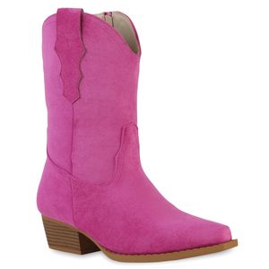 VAN HILL Damen Leicht Gefütterte Cowboy Boots Schuhe 839521, Farbe: Fuchsia, Größe: 37