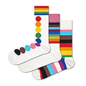 Happy Socks Pride Geschenk Box 3 Paar Socken Geschenkidee für Männer und Frauen, Punkte und Streifen Muster, Mit gekämmter Baumwolle