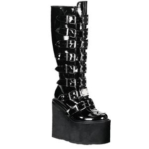 Demonia | Stiefel - Swing-815 - Schwarz - EU 38 - Hochwertige Synthetische Materialien - 14 cm Plateau