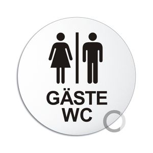 Türschild - Gäste WC | Toilettenschild aus Aluminium | Ø 100 mm