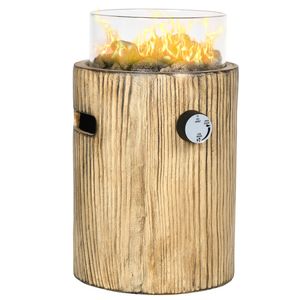 Outsunny Gas-Feuerschale Tischfeuerschale Feuerstelle Heizstrahler mit runder Gasfeuerschale 10000BTUHolzoptik mit Lavasteinen tragbar für Outdoor Ø 21,5 x 34,5 cm