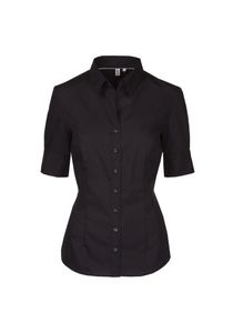Seidensticker Damen Business Oberteil Bluse T-Shirt Slim Shirt kurzarm, Größe:38, Farbe:Schwarz