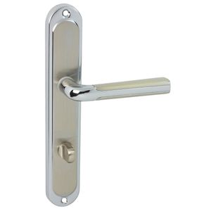 DOMINO Türgriff 78 Drückergarnitur WC - Badezimmer Set | Links & Rechts Türbeschlag für WC/Badezimmertüren | L-Form | Aluminium | Silber | RIO M6/M9 |