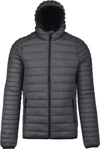 Pánská péřová bunda Kariban s kapucí PC2666 (XL) (tmavě šedá strakatá)