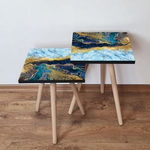 Skye Decor, 2Shp90 - Navy Blue, Satztisch (2 Stück), Navy blau, 100 % MDF, 35 x 35 x 47 cm
