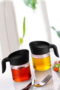 Essig Öl - Soßenhalter Soßenbehälter 214 ml aus Glas mit Griff Soßen Spender Dosierspender Soßenkanne 2er Set