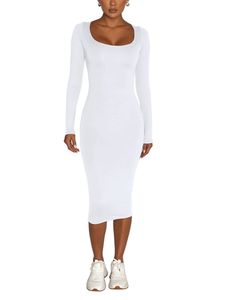 Damen Strickkleider Strickpullover Kleid Herbst Pullikleid Elegant Freizeitkleid Weiß,Größe 2XL