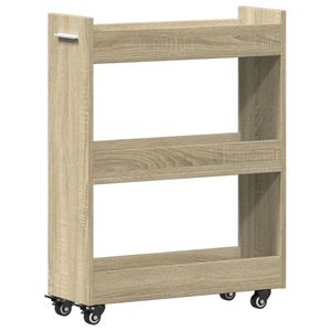 vidaXL Schrank mit Rollen Sonoma-Eiche 60x22x79 cm Holzwerkstoff