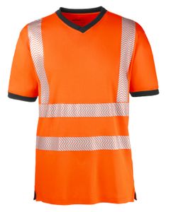 4PROTECT Unisex Warnschutz-T-Shirt Warnschutz T-Shirt MIAMI 3430 Mehrfarbig leuchtorange/grau XL