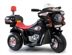 Kindermotorrad Elektromotorrad Polizei Motorrad Musik Sound und Sirene in schwarz (LQ998)