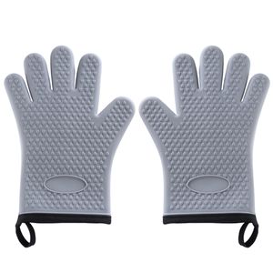 Hitzebeständig  Silikon Ofenhandschuhe Hitzebestaendig/Back Zubehör - Grillhandschuhe Backofen Handschuhe für Küche,（grau）