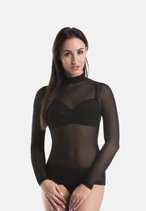 Teyli Damen-Rollkragenpullover aus durchsichtigem Netz Glamour Female 169320 schwarz L