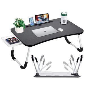 SEVERNO Klappbarer Laptoptisch: Arbeitsplatz, Lernort, Zeichenfläche – Kompakt, leicht, mit Tablet-Aussparung - Schwarz - 60x40x28 cm