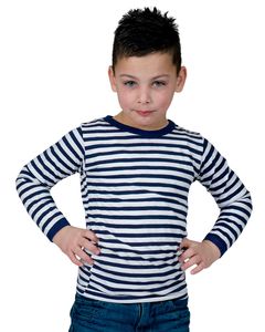 Langarm Ringelshirt für Kinder - Kostüm Matrose Clown | Blau Weiß Größe: 140