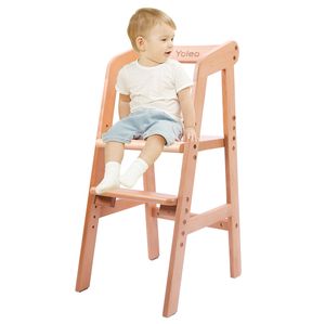 YOLEO Babystuhl, höhenverstellbarer Holzhochstuhl für kinder von 2 bis 12 Jahren, mitwachsender Babystuhl, zum Essen und Lernen  (Natur)