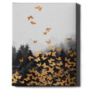 Oh Art! – Malen nach Zahlen Set – 40x50cm, mit Holzrahmen und Pinseln "Goldene Schmetterlinge" DIY – Goldfarben