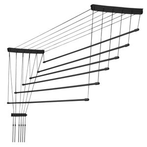 KADAX stropný sušiak na bielizeň "Torp", stropný sušiak s nosnosťou 12 kg, 6 tyčí, 170 cm, čierny