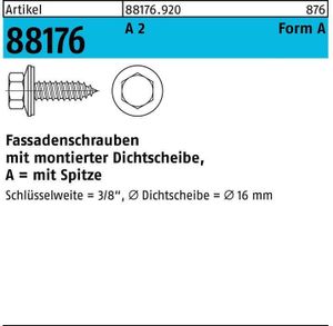 Fassadenschraube R 88176 m.Dichtscheibe/Spitze A 6,5 x 25 A 2